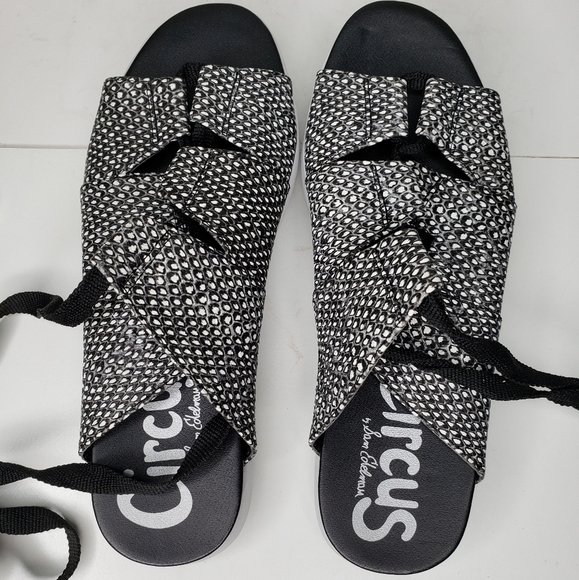 Circus by Sam Edelman Riley Snake Embossed Black & White Summer Sandels sz 7M - Picture 7 of 12